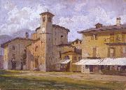 Arturo Ferrari Church and Houses oil painting on canvas
